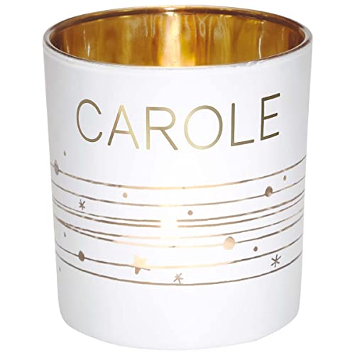 Draeger Paris - Teelichthalter mit Namen Carole aus Glas weiß und Gold, H8 x L 7,5 cm Draeger Paris - Teelichthalter mit Namen Carole aus Glas weiß und Gold, H8 x L 7,5 cm von DRAEGER