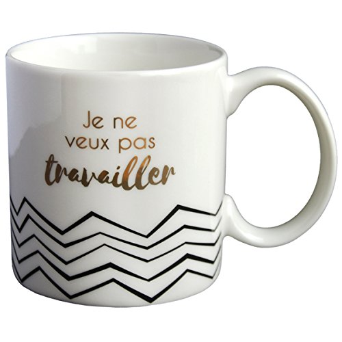 DRAEGER PARIS 1886 Je ne Veux pas travailler Tasse, Noir/Or, 11.6 x 9.5 x 8.2 cm von DRAEGER