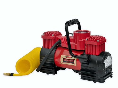 DRAGON WINCH Kompressor mit LED 12V | 10.3 BAR / 150 PSI mit Einer Kapazität von 60 l/min + integriertes Manometer, spiralschlauch mit Ventilende, Transporttasche, 3X wechselbare Spitzen DRAGON WINCH Kompressor mit LED 12V | 10.3 BAR / 150 PSI mit Einer Kapazität von 60 l/min + integriertes Manometer, spiralschlauch mit Ventilende, Transporttasche, 3X wechselbare Spitzen von DRAGON WINCH