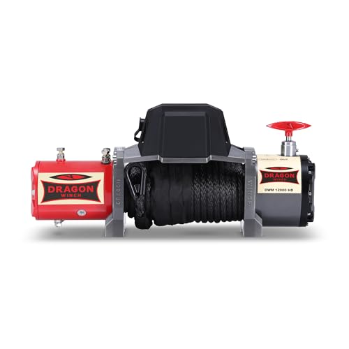 Dragon Winch Elektrische Seilwinde 12V Maverick 12000 lbs / 5443kg, mit Synthetikseil 20m für Auto, Abschleppwagen und Kommunalfahrzeuge Seilwinde mit Funkfernbedienung + Zubehör | IP67 Wasserdicht von DRAGON WINCH