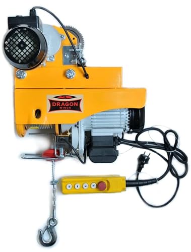 Dragon Winch Elektrische Seilwinde Hoist 500/990kg, Seilhebezug 230V + elektrisches Fahrwerk sorgt für sicheres Arbeiten in der Werkstatt oder im Lager mit automatischer Bremse und Fernsteuerung von DRAGON WINCH