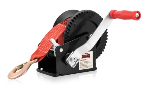 Dragon Winch Seilwinde Handseilwinde 2500 lbs / 1133 kg mit Haken und Gurt 10m zum von kleinen Booten, Motorrädern, Fahrzeugen und für den Einsatz in Werkstätten | Einstufige Winde von DRAGON WINCH