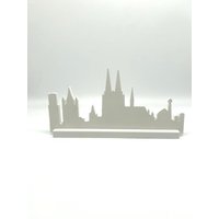 Kölner Skyline/Dom Colonius Altstadt Köln Stadtbild Kölngeschenk Deko in Weiß Geschenkidee Beleuchtet von DRAHTISTIN