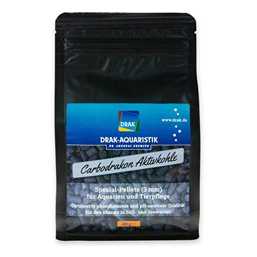 DRAK-Aquaristik Carbodrakon - Spezial-Aktivkohlepellets 3 mm 200 g Boxpack von DRAK-Aquaristik
