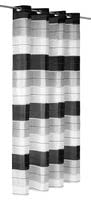 DRAPELLA|Fertiger Vorhang Quer Gestreift Halbtransparent Gardinen Schals für Wohnzimmer Schlafzimmer Kinderzimmer 145 x 250 cm 2er Set (Weiß - Grau - Schwarz) von DRAPELLA