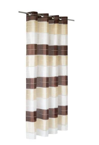 DRAPELLA|Fertiger Vorhang Quer Gestreift Halbtransparent Gardinen Schals für Wohnzimmer Schlafzimmer Kinderzimmer Weiß - Beige - Braun 145 x 250 cm 2er Set von DRAPELLA