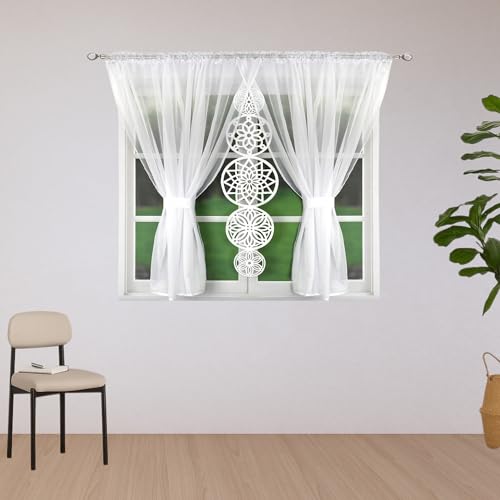 DRAPELLA Gardinen Wohnzimmer Albania 400x150cm Lang - Vorhänge Wohnzimmer Halbtransparent in Weiß Farben - Schön Traumfänger Vorhang für Schlafzimmer von DRAPELLA