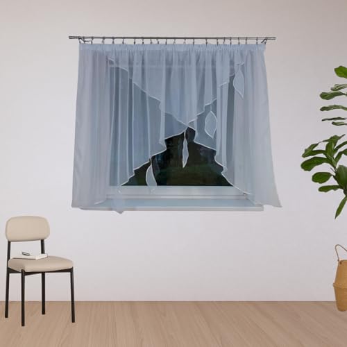 DRAPELLA Gardinen Wohnzimmer GRECJA 300x140cm Lang - Vorhänge Wohnzimmer Halbtransparent in Weiß Farben - Schön Gardine Vorhang für Schlafzimmer von DRAPELLA