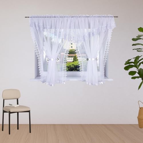 DRAPELLA Gardinen Wohnzimmer INDONEZJA 400x150cm Lang - Vorhänge Wohnzimmer Halbtransparent in Weiß Farben - Schön Gardine Vorhang für Schlafzimmer von DRAPELLA