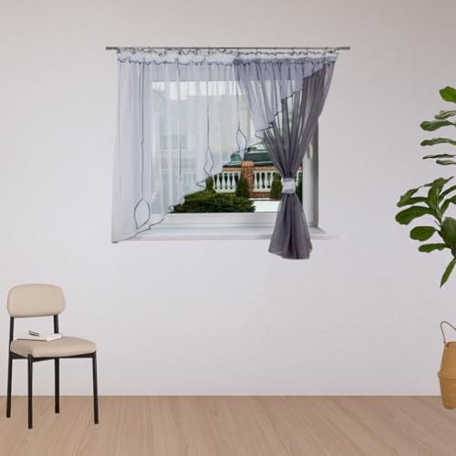 DRAPELLA Gardinen Wohnzimmer Lima 370x150cm Lang - Vorhänge Wohnzimmer Halbtransparent in Grau Farben - Schön Gardine Vorhang für Schlafzimmer von DRAPELLA