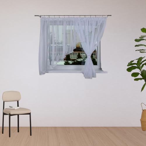 DRAPELLA Gardinen Wohnzimmer Lima 370x150cm Lang - Vorhänge Wohnzimmer Halbtransparent in Weiß Farben - Schön Gardine Vorhang für Schlafzimmer von DRAPELLA
