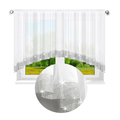 DRAPELLA | “Katania” Lang Scheibengardine Halbtransparent für Gardinenstangen oder Haken Fenstergardine Fertiggardine Gardine aus Voile, Modern von DRAPELLA