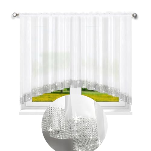 DRAPELLA | “Katania” Lang Scheibengardine Halbtransparent für Gardinenstangen oder Haken Fenstergardine Fertiggardine Gardine aus Voile, Modern von DRAPELLA