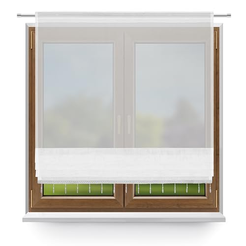 DRAPELLA | Scheibengardine Halbtransparent Fenstergardine Fertiggardine Gardine aus Voile, Modern Grau von DRAPELLA
