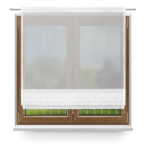 DRAPELLA | Scheibengardine Halbtransparent Fenstergardine Fertiggardine Gardine aus Voile, Modern Weiß DRAPELLA | Scheibengardine Halbtransparent Fenstergardine Fertiggardine Gardine aus Voile, Modern Weiß von DRAPELLA