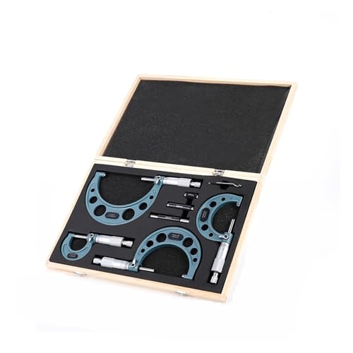 4 Teile/satz 0-25mm-50mm-75mm-100mm 4 Präzisions-außenmikrometer-set mit Standards Ratsche Stop Bereich 0,01mm Graduierung Tool Kit Messwerkzeug von DRAUXI
