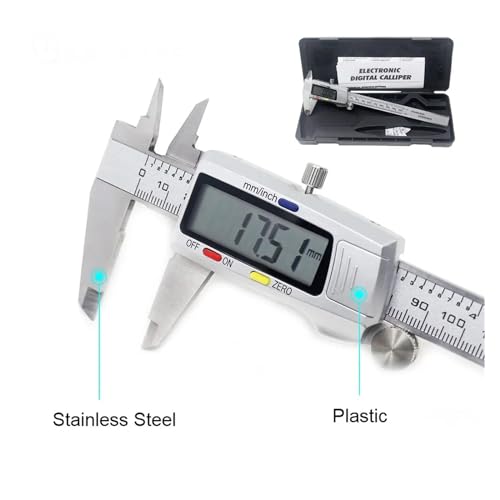 6 Zoll 150 mm Digitaler Messschieber Edelstahl Mikrometer Messwerkzeug Tiefenlineal Messwerkzeug(Caliper with box) von DRAUXI