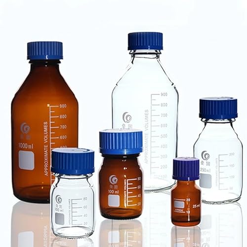 Labor Transparent/Braun Schraubverschluss Reagensflasche Versiegelte Flasche Glas Labor Probenflasche(1000ml Brown 1pc) von DRBAPQLXD