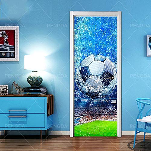 DRBTMT Türtapete selbstklebend TürPoster - Fußball 80x200cm - Fototapete Türfolie Poster Tapete Pvc Wasserdicht Abnehmbare Wandbilder Für Schlafzimmer Haus Bad Studio Büro Dekoration von DRBTMT