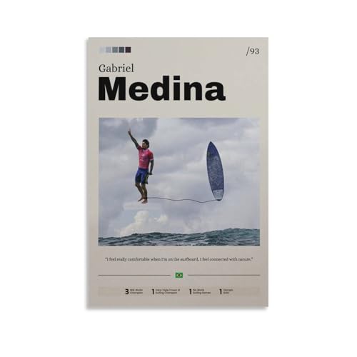 DRDPLXGU Gabriel Medina Surf-Poster, Surfkunst-Poster, Surf-Poster, Olympiasieger-Poster (1) Leinwand-Poster, Schlafzimmerdekoration, Landschaft, Büro, Raumdekoration, Geschenk, 20 x 30 cm von DRDPLXGU