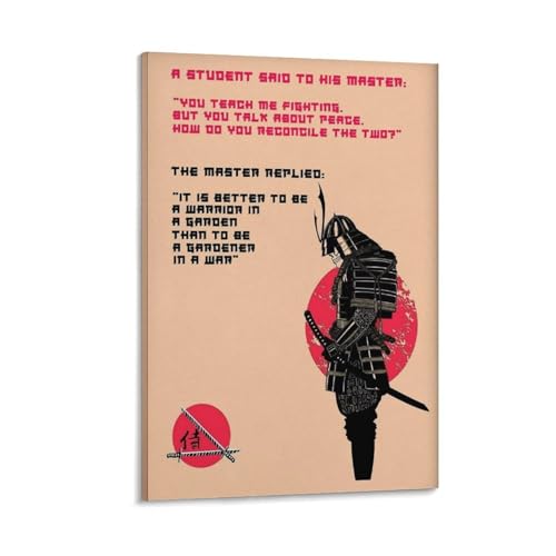 Motivierendes Zitat "It Is Better to Be A Warrior in A Garden Than A Gardener in A War" Motivationszitat Kunst Samurai-Poster Chinesisches Sprichwort Japanisches Kunstposter (1) Leinwandposter von DRDPLXGU