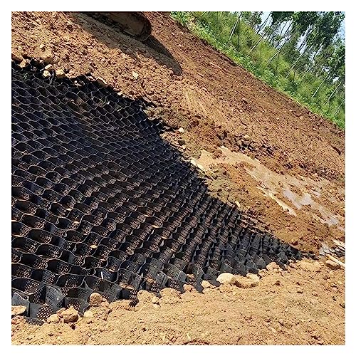 DRDQFF HDPE-Geogitter-Stabilisator for Einfahrten und Erosionskontrolle – 4 Zoll hoch, 6,5 bis 20 Fuß breit, Robustes Bodengitter for Hänge und Ebene Flächen(2m x 2m (6.5X6.5ft)) von DRDQFF