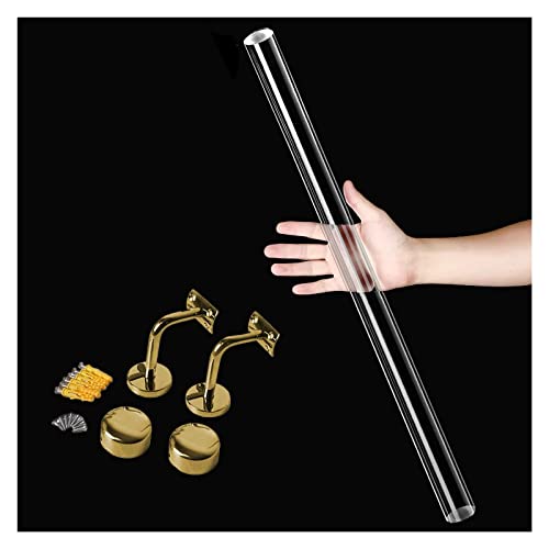 Treppenhandlauf aus transparentem Acryl – Rutschfestes Set in individueller Länge for den Innen- und Außenbereich (48–61 cm) – Robuste und stilvolle Lösung(Golden Brackets,350cm(11.5ft)) von DRDQFF
