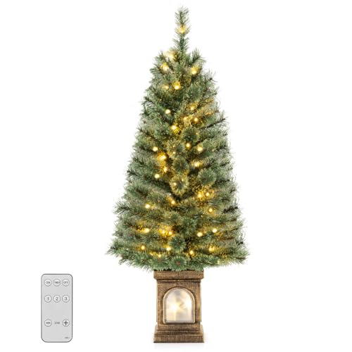 DREAMADE 120cm Künstlicher Weihnachtsbaum mit Beleuchtung, Tannenbaum mit 100 LED-Lichter & 116 Spitzen, Kunstbaum mit Fernbedienung (Model 2) von DREAMADE