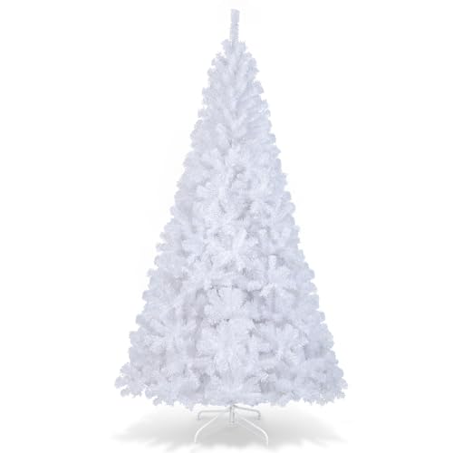 DREAMADE 150/180/210/240cm Weihnachtsbaum Weiß, Künstlicher Tannenbaum mit Metallständer, Christbaum Kunstbaum Dekobaum (240cm) von DREAMADE