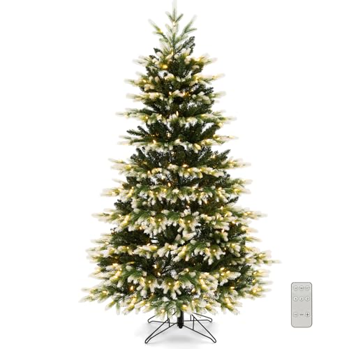 DREAMADE 180 cm Weihnachtsbaum Künstlich, Tannenbaum mit 3-Modi-Beleuchtung & Metallständer, Christbaum mit 1801 Spitzen, PVC-Kunstbaum Weihnachten von DREAMADE