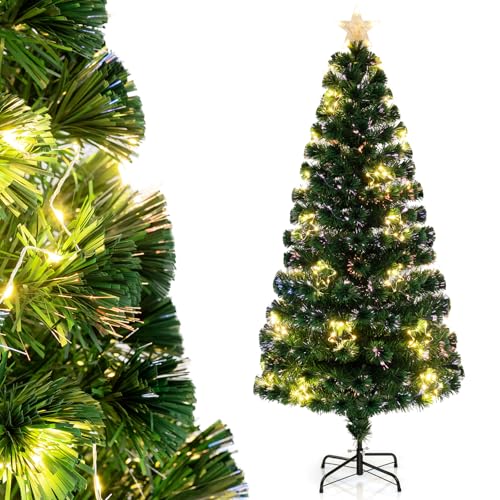 DREAMADE 180CM Künstlicher Weihnachtsbaum mit Beleuchtung, Christbaum mit 230 Spitzen & 37 Stern-Dekorationen, Tannenbaum für Weihnachten (180 cm) von DREAMADE