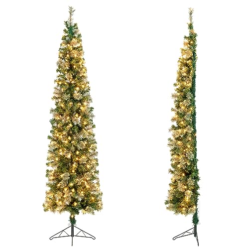 DREAMADE 210cm Künstlicher Halber Weihnachtsbaum, Halb-Tannenbaum mit 150 LEDs & Metallständer, platzsparender Christbaum für Eck & Wand, Kunstbaum Weihnachten DREAMADE 210cm Künstlicher Halber Weihnachtsbaum, Halb-Tannenbaum mit 150 LEDs & Metallständer, platzsparender Christbaum für Eck & Wand, Kunstbaum Weihnachten von DREAMADE
