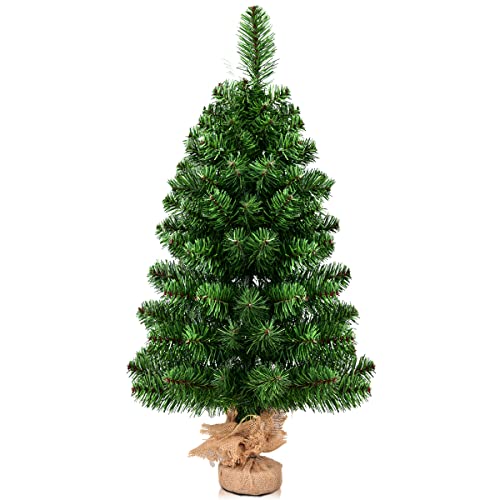 DREAMADE 60cm/90cm Mini Weihnachtsbaum, künstlicher Tannenbaum klein, Weihnachtsdeko, Tisch-Weihnachtsbaum, Grüner Christbaum mit Zementbasis (90cm) von DREAMADE