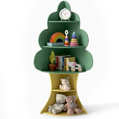 DREAMADE Baumförmiges Bücherregal Kinder, 48 x 48 x 132 cm Kinderrgeal mit 5 Fächern & Kippsicherung & Stabiler Basis, Eckregal für Kinderzimmer, Spielzimmer, Wohnzimmer DREAMADE Baumförmiges Bücherregal Kinder, 48 x 48 x 132 cm Kinderrgeal mit 5 Fächern & Kippsicherung & Stabiler Basis, Eckregal für Kinderzimmer, Spielzimmer, Wohnzimmer von DREAMADE