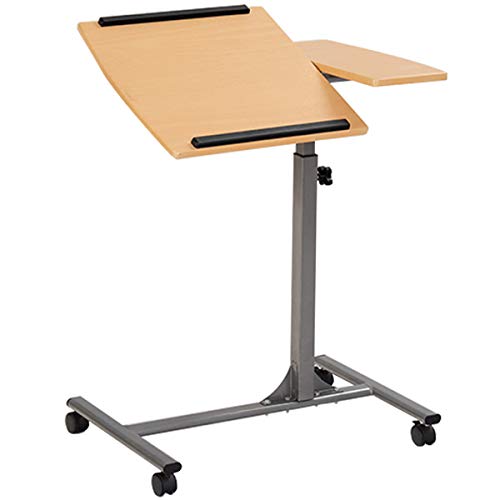 DREAMADE Beistelltisch mit Rollen und Bremsen, Betttisch Laptoptisch Pflegetisch Höhenverstellbar und Neigungsverstellbar, Notebooktisch Couchtisch von DREAMADE