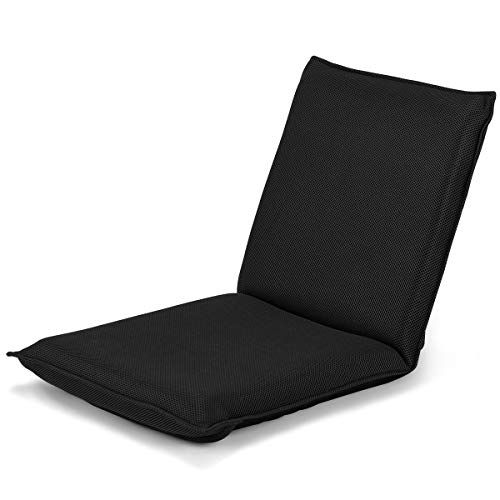 DREAMADE Bodenstuhl mit Verstellbarer Rücklehne, Gepolsterter klappbarer Bodensessel mit Schlaffunktion, Metallstruktur, Beim Lesen, TV-Schauen, Gaming, Bodenkissen, Faules Sofa für Zuhause (Schwarz) DREAMADE Bodenstuhl mit Verstellbarer Rücklehne, Gepolsterter klappbarer Bodensessel mit Schlaffunktion, Metallstruktur, Beim Lesen, TV-Schauen, Gaming, Bodenkissen, Faules Sofa für Zuhause (Schwarz) von DREAMADE