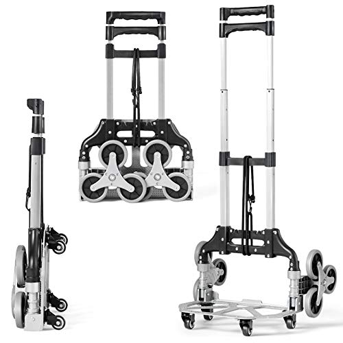 DREAMADE Faltbare Transportkarre mit Sternförmigen Rädern, Treppensteiger Sackkarre mit Verstellbarem Griff & festem Hakenseil, Stapelkarre max. 80kg Tragfähigkeit von DREAMADE