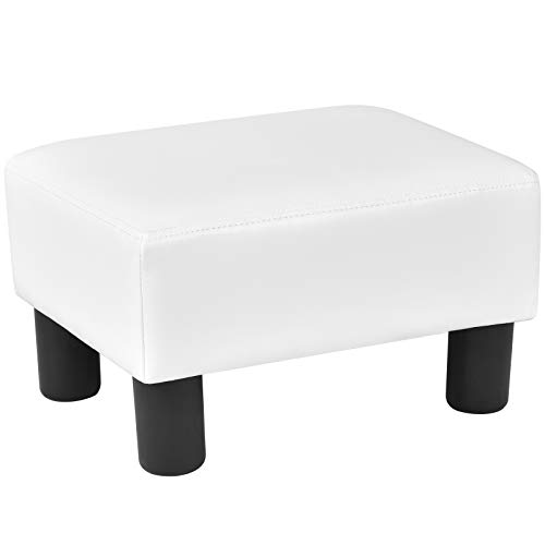 DREAMADE Fußhocker Sitzhocker, Polsterhocker Hocker Bank Sitzbank, Sitzhocker aus PU, 40 x 30 x 24 cm (Weiß) von DREAMADE