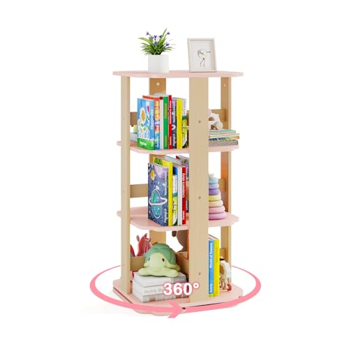 DREAMADE Kinder Bücherregal 360° drehbar, 3-stöckiges Drehregal mit 12 Fächern, bodenstehender Bücherturm aus Holz für Kinderzimmer, Spielzimmer,Kindergarten, Rosa DREAMADE Kinder Bücherregal 360° drehbar, 3-stöckiges Drehregal mit 12 Fächern, bodenstehender Bücherturm aus Holz für Kinderzimmer, Spielzimmer,Kindergarten, Rosa von DREAMADE