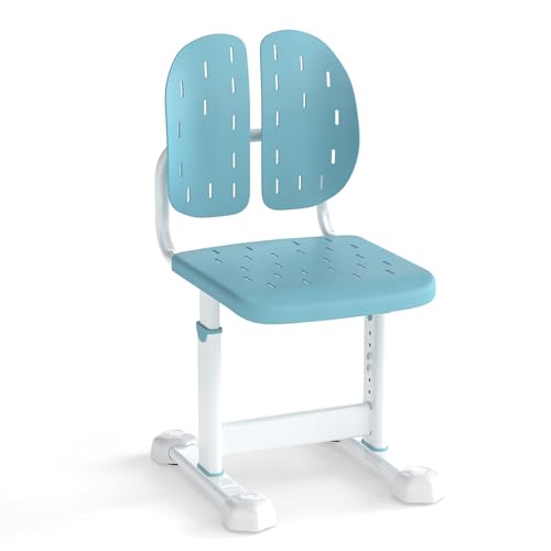 DREAMADE Kinder Schreibtischstuhl, höhenverstellbarer Jugendstuhl in 5 Positionen mit Doppelrückenlehne, atmungsaktiver Sitz, armlehnloser Kinderstuhl für Mädchen & Jungen ab 3 Jahren (Blau) von DREAMADE