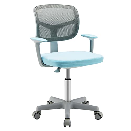 DREAMADE Schreibtischstuhl höhenverstellbar, ergonomischer Jugenddrehstuhl mit Rückenlehne & Armlehnen, Drehstuhl mit 5 Rollen, für Kinder 3-10 Jahre alt, bis 150kg belastbar (Blau) von DREAMADE