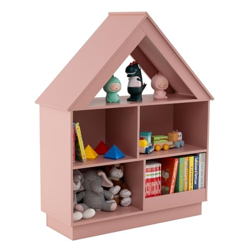 DREAMADE Kinderbücherregal im Hausform, Spielzeugregal mit 5 offene Trennwände, breite Basis, rutschfesten Füße & Kippsicherung, Holz Aufbewahrungsregal für Kinderzimmer & Kindergarten DREAMADE Kinderbücherregal im Hausform, Spielzeugregal mit 5 offene Trennwände, breite Basis, rutschfesten Füße & Kippsicherung, Holz Aufbewahrungsregal für Kinderzimmer & Kindergarten von DREAMADE