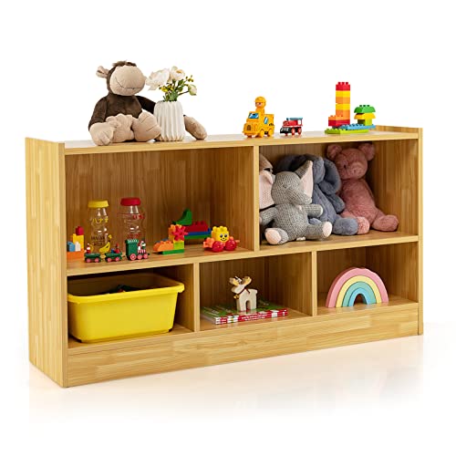 DREAMADE Kinderregal aus Holz, Spielzeugaufbewahrung Bücherregal für Kinder, Spielzeugregal für Kinderzimmer Spielzimmer und Kindergarten, 111 x 30 x 61,5 cm (Helle Natur) von DREAMADE
