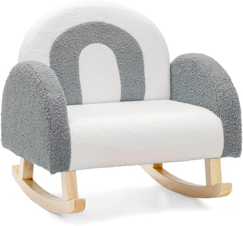 DREAMADE Kindersessel, Kindersofa aus Veloursstoff mit Rückenlehne, massiven Holzfüßen & Kippsicherung, Schaukelstuhl Kinder für Spielzimmer, Schlafzimmer, Wohnzimmer, für Kinder 3-5 Jahre (Grau) DREAMADE Kindersessel, Kindersofa aus Veloursstoff mit Rückenlehne, massiven Holzfüßen & Kippsicherung, Schaukelstuhl Kinder für Spielzimmer, Schlafzimmer, Wohnzimmer, für Kinder 3-5 Jahre (Grau) von DREAMADE