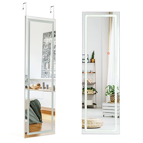 DREAMADE LED-Wandspiegel mit Beleuchtung in 3 Farben, Badezimmerspiegel mit Touchschalter, Garderobenspiegel Ganzkörperspiegel Türspiegel zum einhängen, für Ankleidezimmer Schlafzimmer und Wohnzimmer DREAMADE LED-Wandspiegel mit Beleuchtung in 3 Farben, Badezimmerspiegel mit Touchschalter, Garderobenspiegel Ganzkörperspiegel Türspiegel zum einhängen, für Ankleidezimmer Schlafzimmer und Wohnzimmer von DREAMADE
