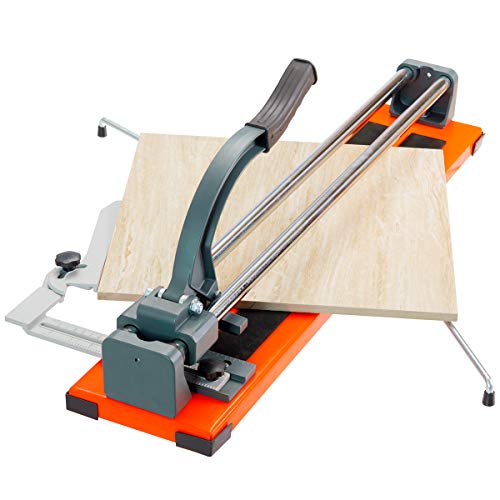 DREAMADE Manueller Fliesenschneider, Schnittstärke bis zu 210mm & Schnittlänge bis 61cm, Fliesenschneidmaschine mit Drehwinkel 0° – 60°, Stützfuß & Winkelanschlag & Parallelanschlag von DREAMADE