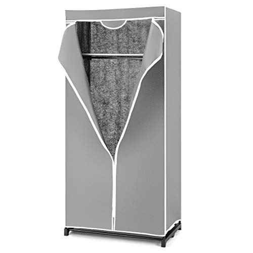 DREAMADE Stoffkleiderschrank Faltbar, stoffschrank mit kleiderstange Stabil, Faltkleiderschrank mit Regal, Kleiderschrank Stoffschrank (Grau) von DREAMADE