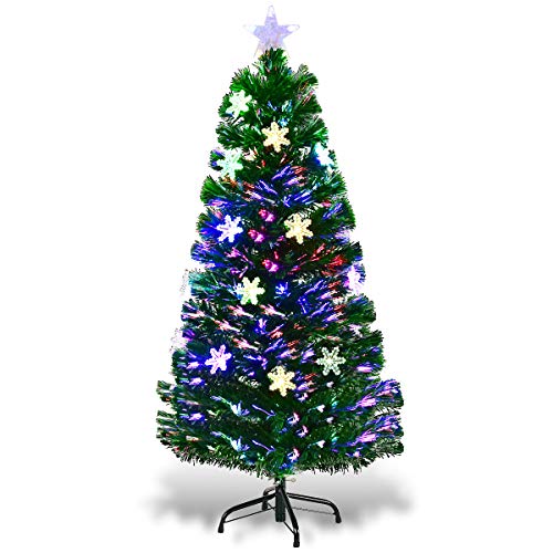 DREAMADE Weihnachtsbaum mit Lichtkette, Künstlicher Tannenbaum Christbaum Kunstbaum Dekobaum mit Metallständer (120cm) von DREAMADE