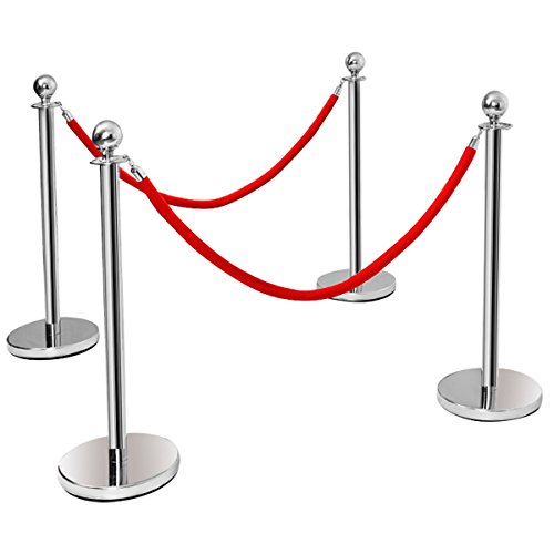 Dreamade 4 Stück Absperrständer Personenleitsystem Edelstahl, Abgrenzungsständer mit Rote Seile 1,5 m, Absperrbänder mit Ständer, Absperrpfosten Absperrung Gurtpfosten, Silber Dreamade 4 Stück Absperrständer Personenleitsystem Edelstahl, Abgrenzungsständer mit Rote Seile 1,5 m, Absperrbänder mit Ständer, Absperrpfosten Absperrung Gurtpfosten, Silber von DREAMADE