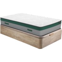Set aus Bettgestell mit Bettkasten + Taschenfederkernmatratze - 90 x 190 cm - Stärke 22 cm - Holzfarben hell - PRESTIGE von YSMÉE von Vente-unique